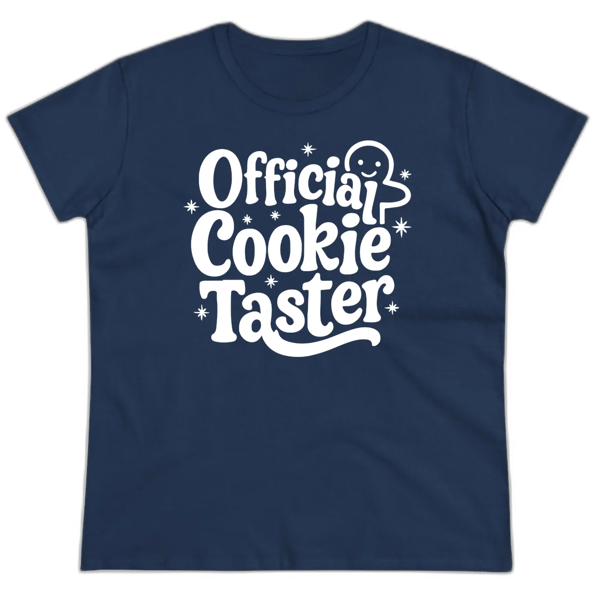 Official Cookie Taster Gingerbread Man Ladies Tee in Navy