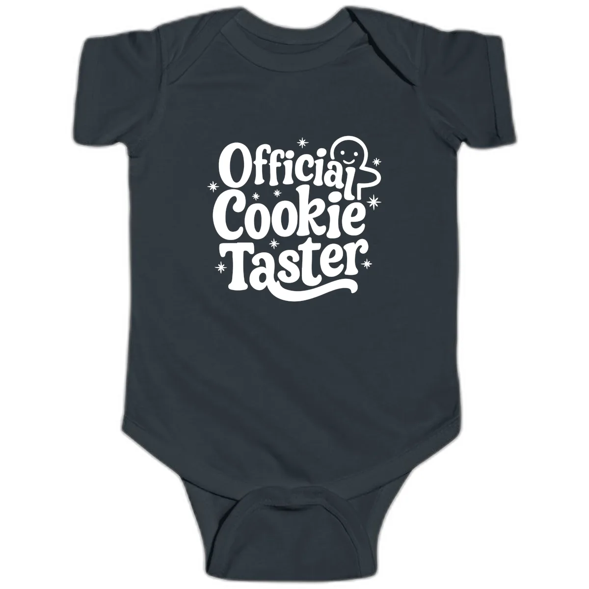 Official Cookie Taster Gingerbread Man Baby Onesie in Black