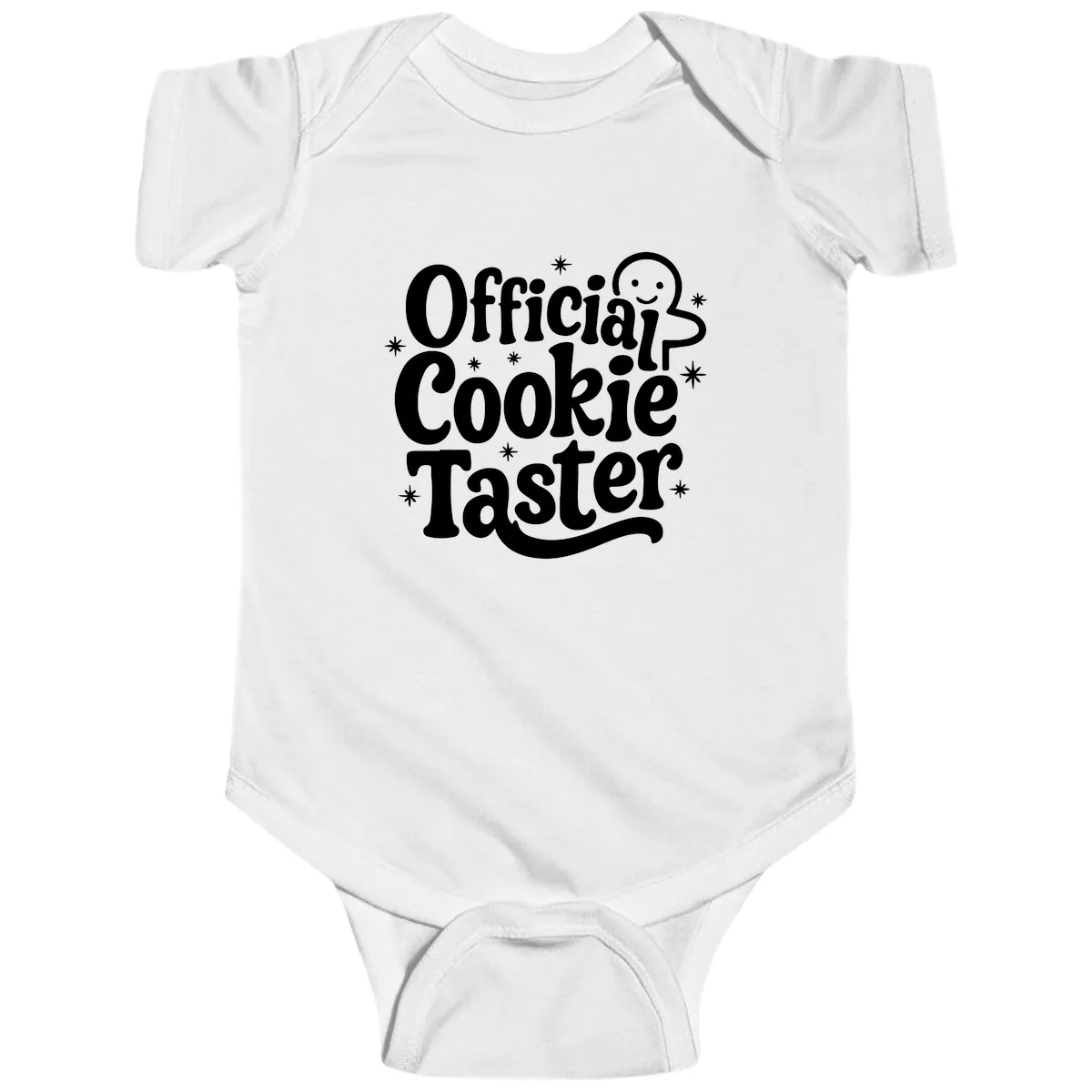 Official Cookie Taster Gingerbread Man Baby Onesie in White