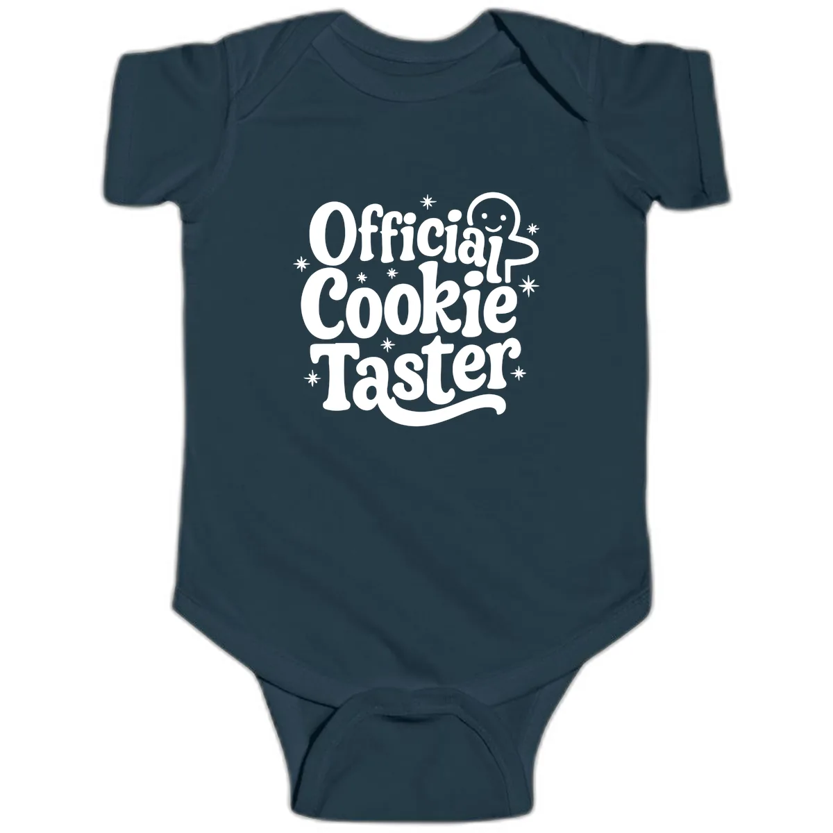 Official Cookie Taster Gingerbread Man Baby Onesie in Navy