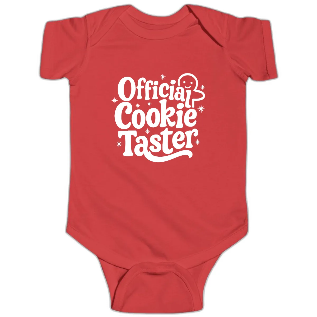 Official Cookie Taster Gingerbread Man Baby Onesie in Red