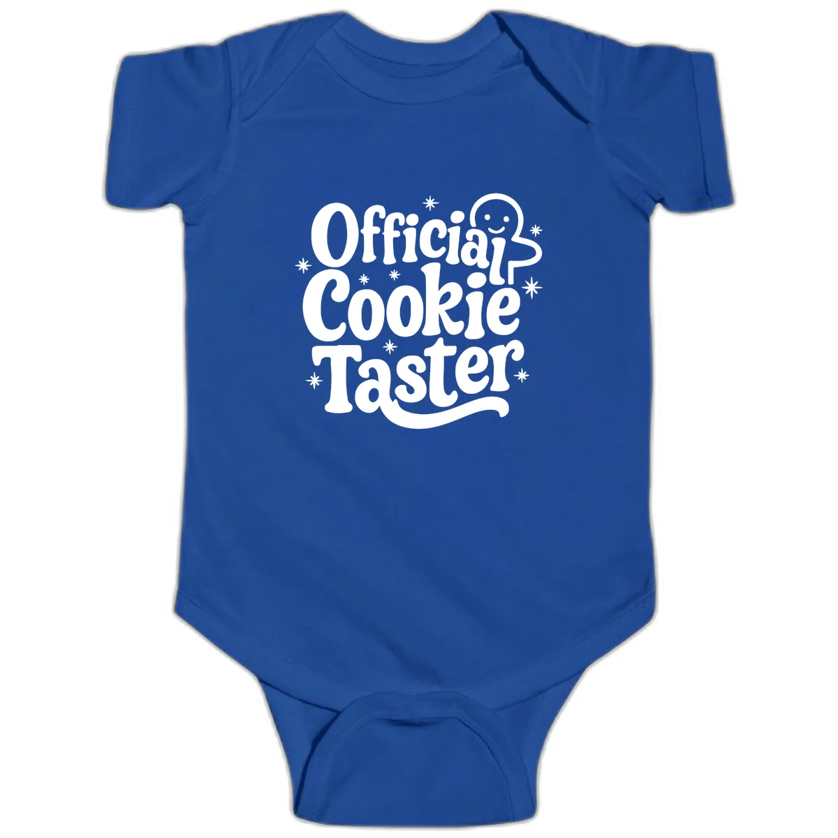 Official Cookie Taster Gingerbread Man Baby Onesie in Royal