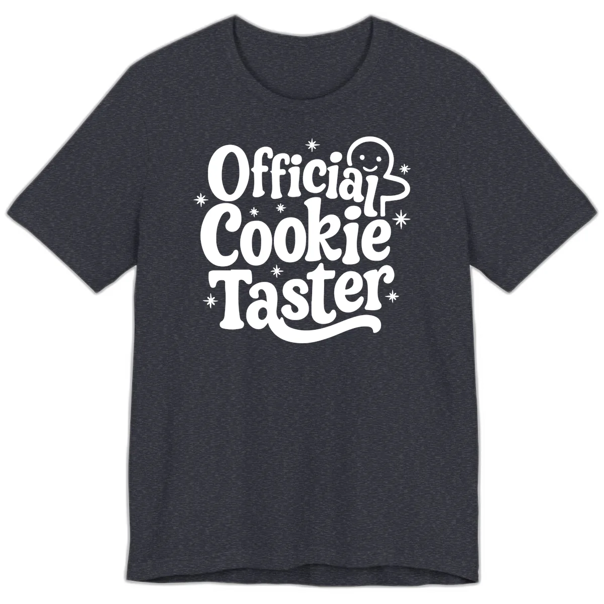 Official Cookie Taster Gingerbread Man Premium T-Shirt in Heather Navy