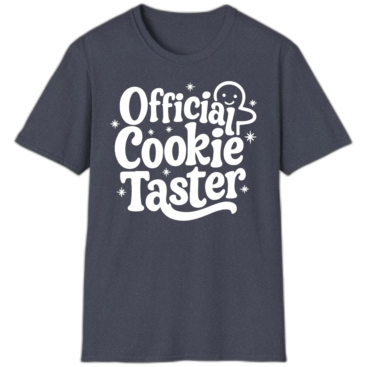 Official Cookie Taster Gingerbread Man T-Shirt in Heather Navy