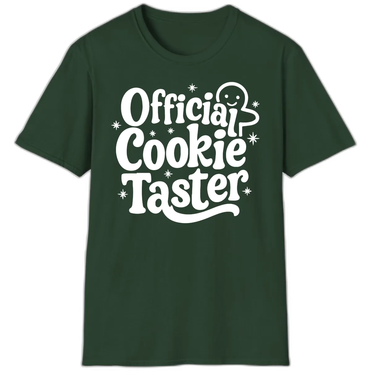 Official Cookie Taster Gingerbread Man T-Shirt in Forest Green