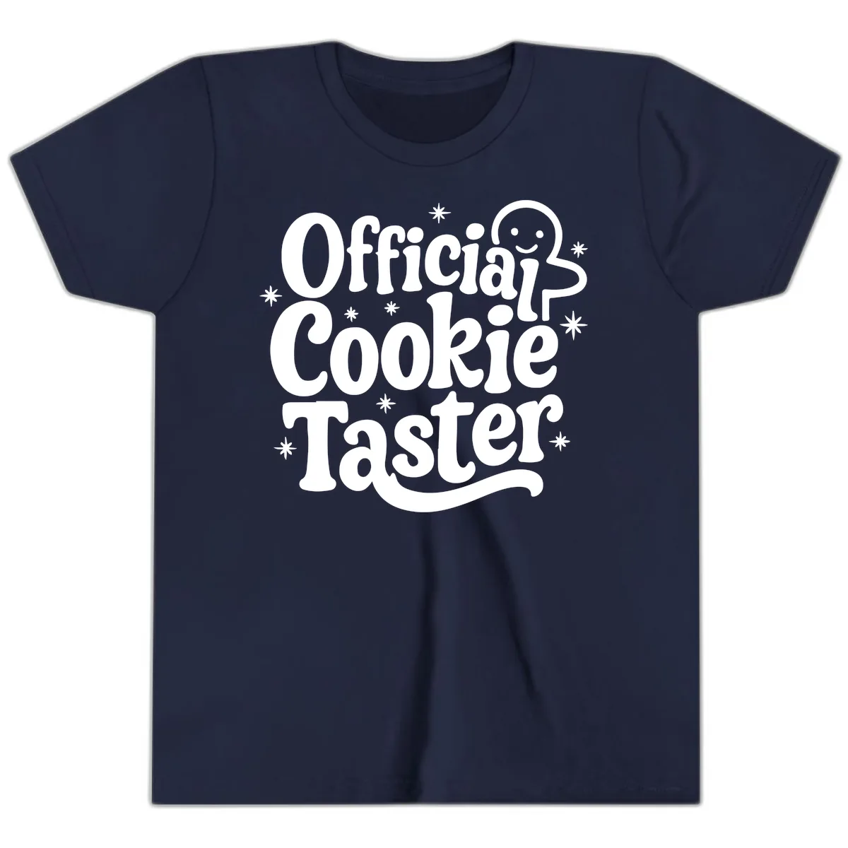 Official Cookie Taster Gingerbread Man Youth T-Shirt in Navy
