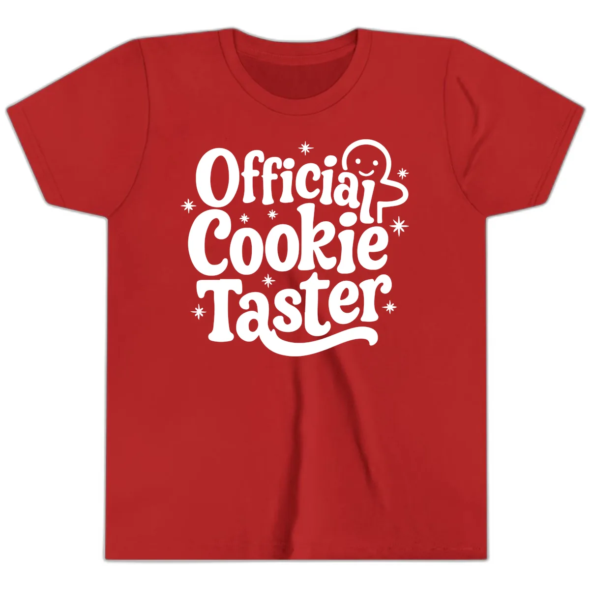 Official Cookie Taster Gingerbread Man Youth T-Shirt in Red