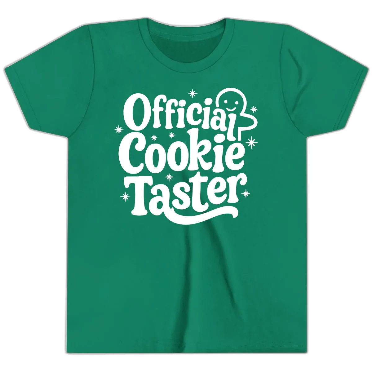 Official Cookie Taster Gingerbread Man Youth T-Shirt in Kelly