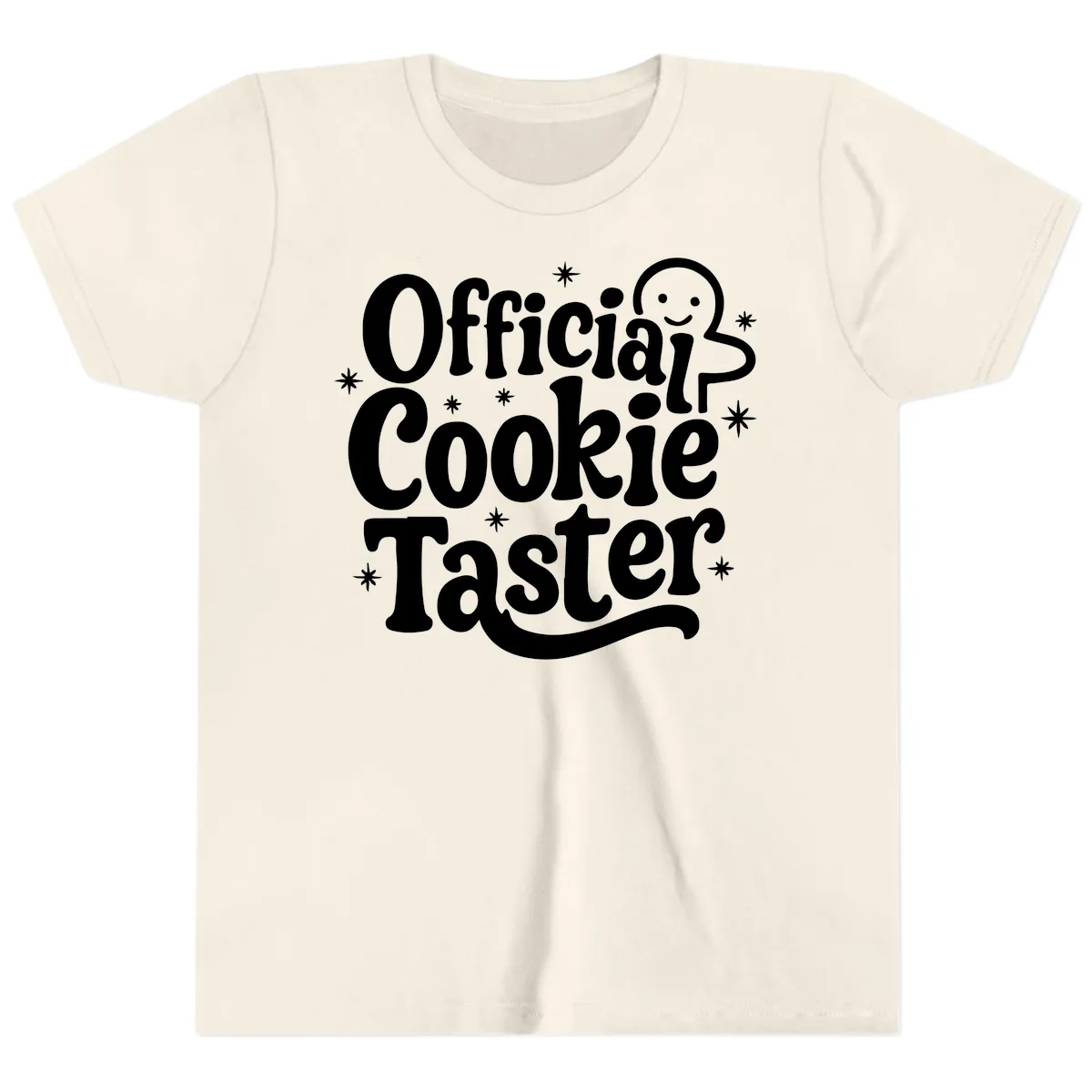 Official Cookie Taster Gingerbread Man Youth T-Shirt in Natural