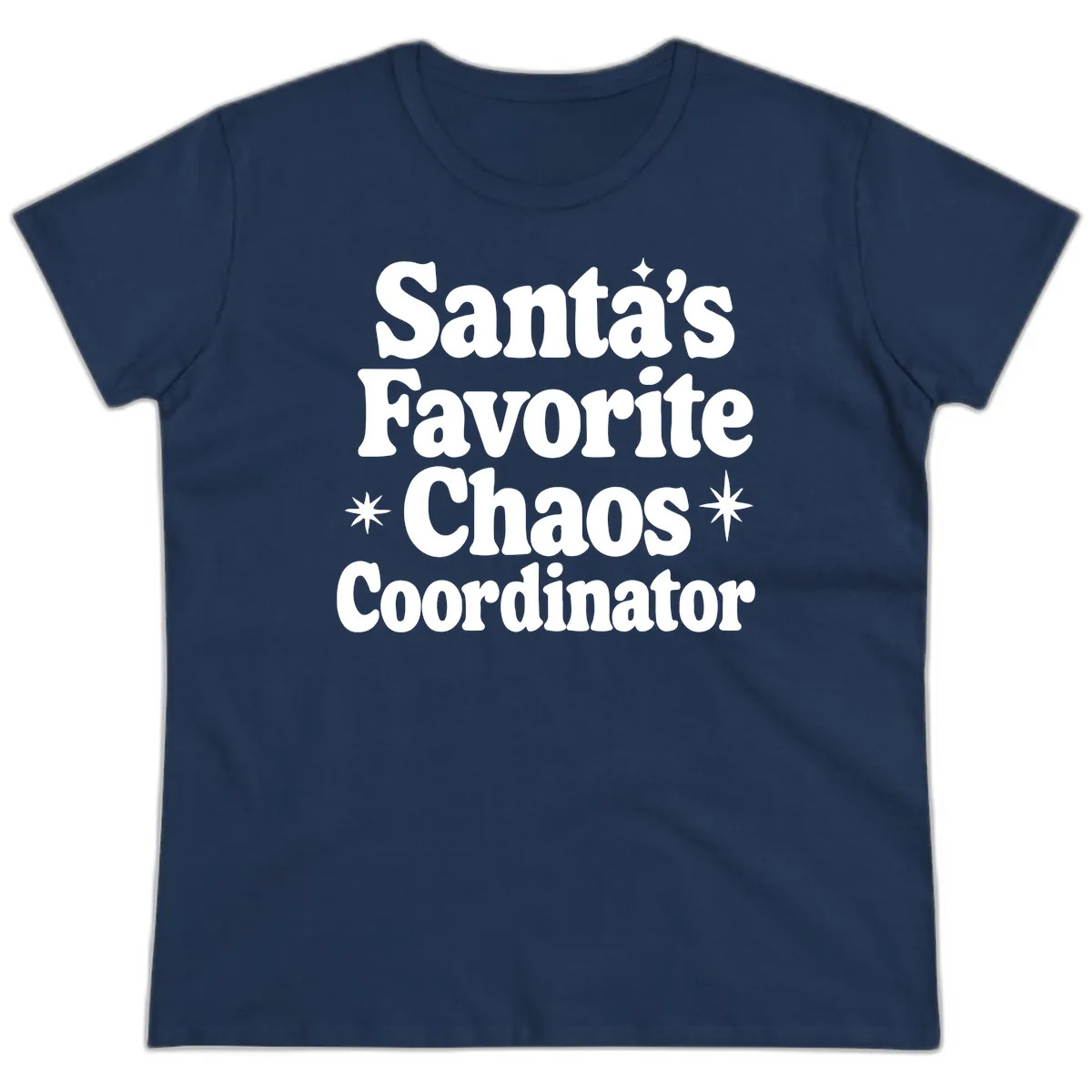 Santa's Favorite Chaos Coordinator Ladies Tee in Navy