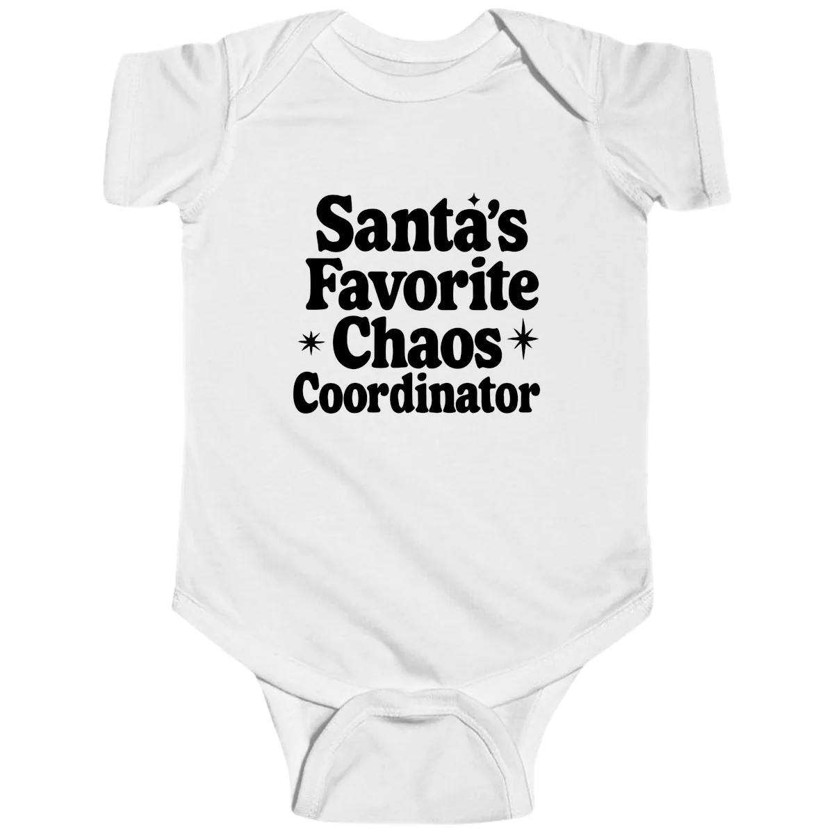 Santa's Favorite Chaos Coordinator Baby Onesie in White
