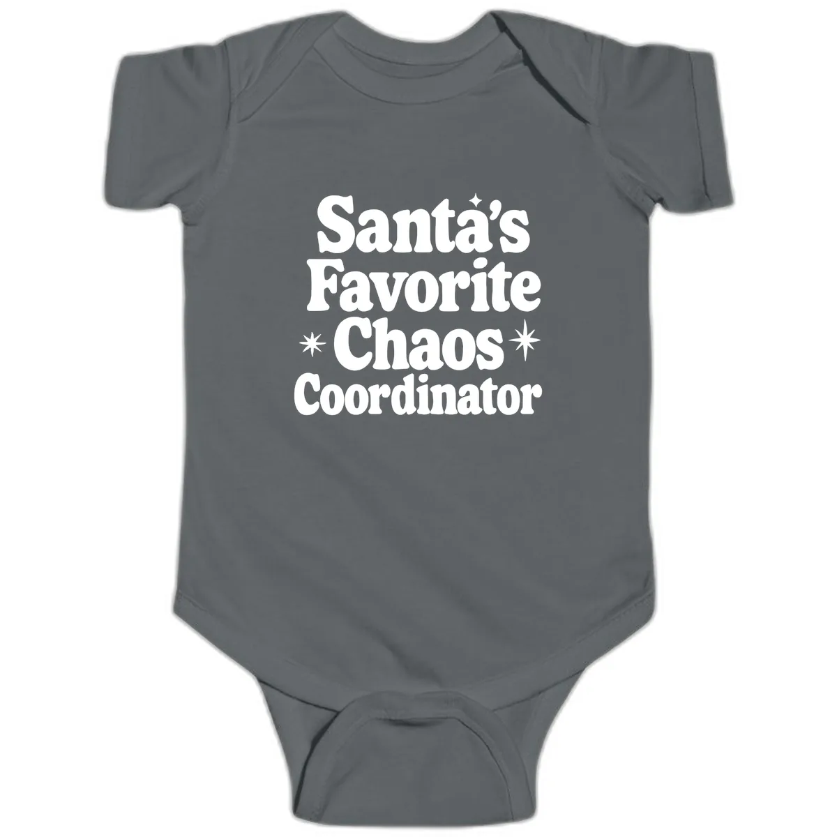 Santa's Favorite Chaos Coordinator Baby Onesie in Charcoal