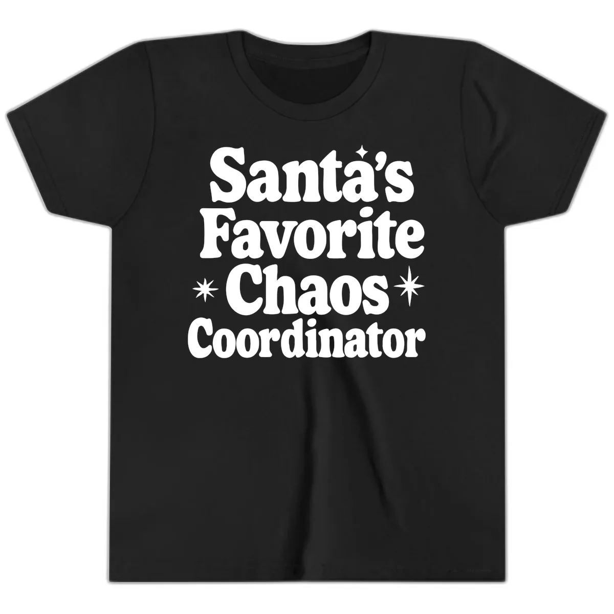 Santa's Favorite Chaos Coordinator Youth T-Shirt in Black