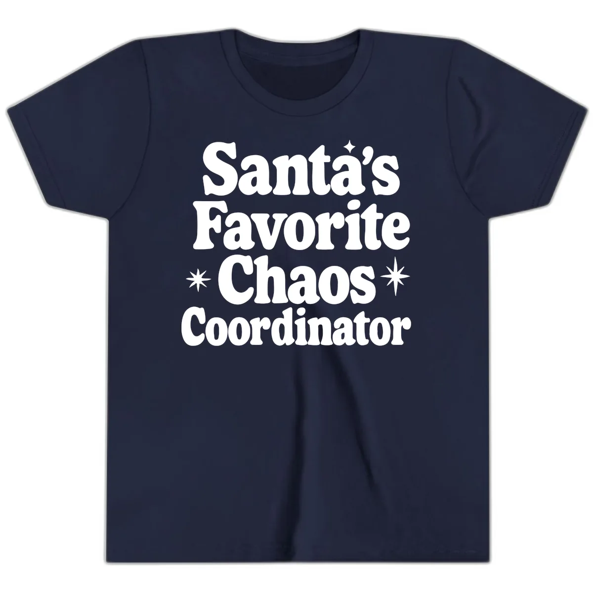 Santa's Favorite Chaos Coordinator Youth T-Shirt in Navy