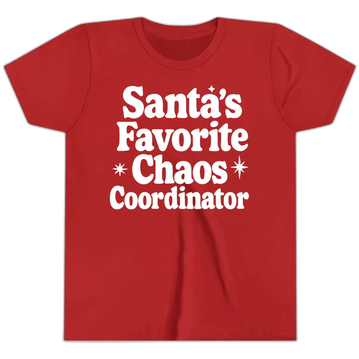 Santa's Favorite Chaos Coordinator Youth T-Shirt in Red