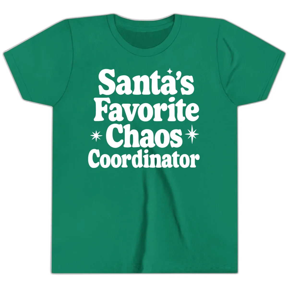 Santa's Favorite Chaos Coordinator Youth T-Shirt in Kelly