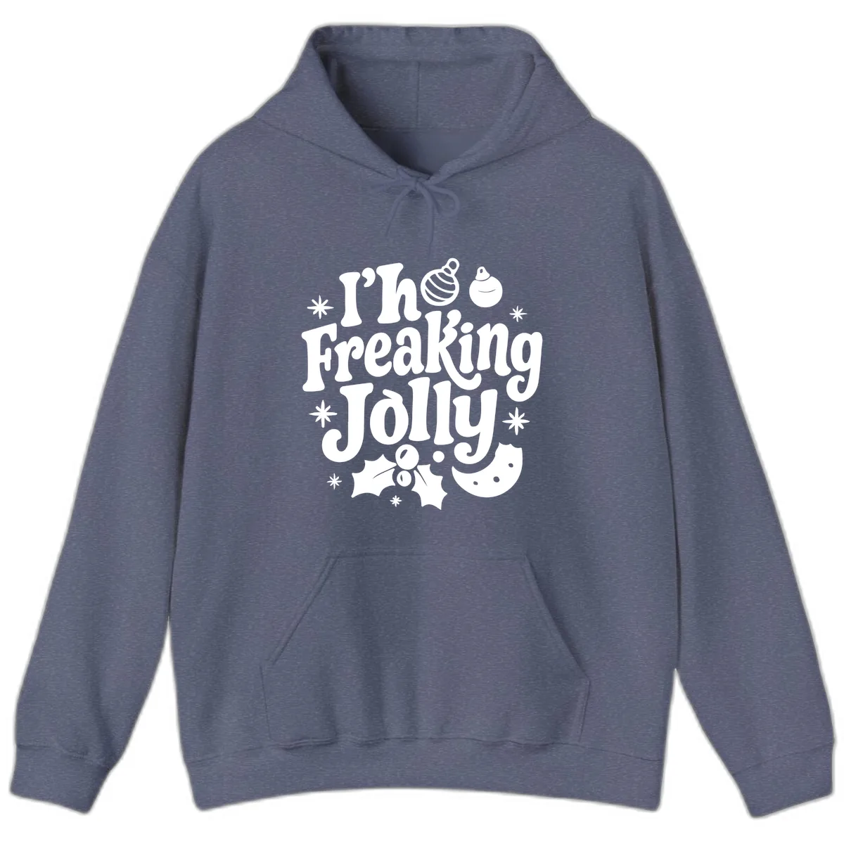 I'm Freaking Jolly Christmas Design Hoodie in Heather Navy