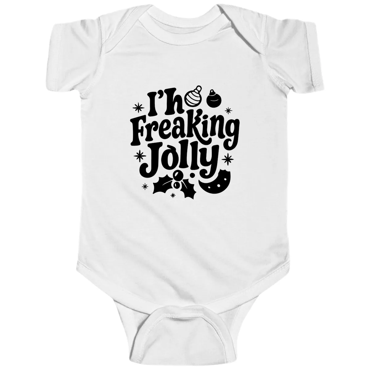 I'm Freaking Jolly Christmas Design Baby Onesie in White