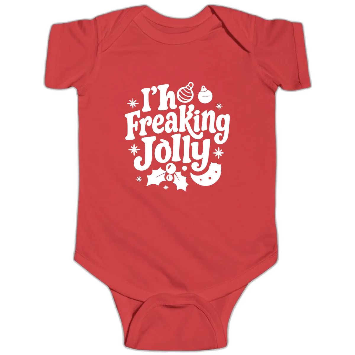 I'm Freaking Jolly Christmas Design Baby Onesie in Red
