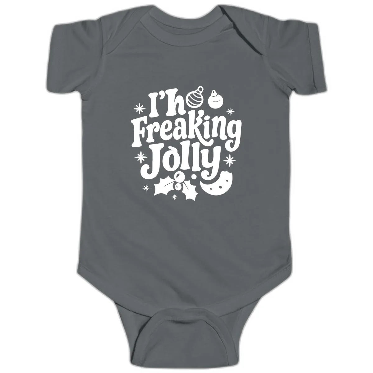 I'm Freaking Jolly Christmas Design Baby Onesie in Charcoal