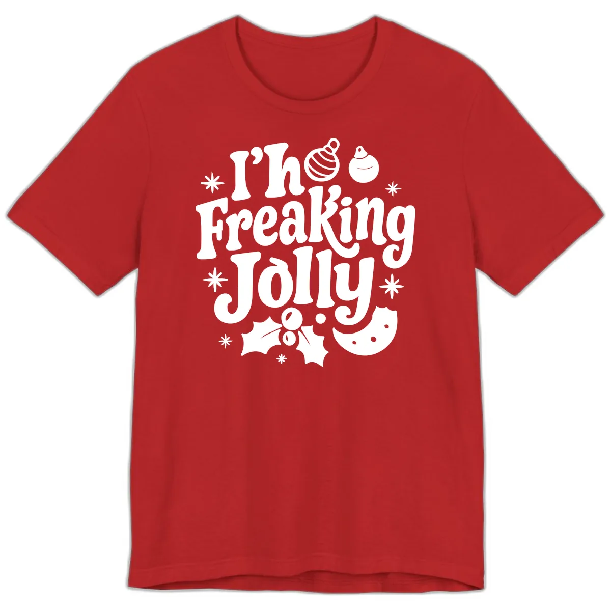 I'm Freaking Jolly Christmas Design Premium T-Shirt in Red