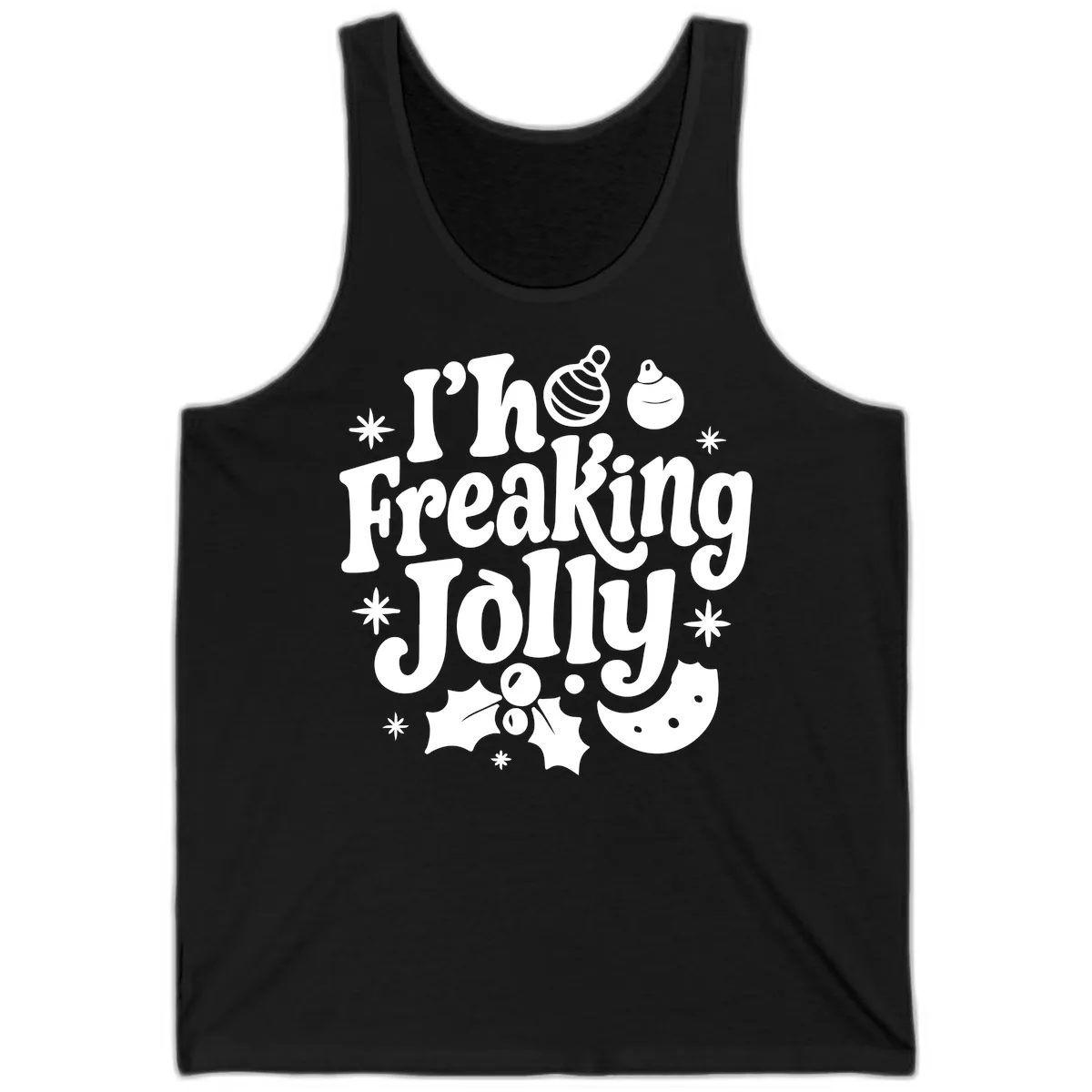 I'm Freaking Jolly Christmas Design Tank in Black
