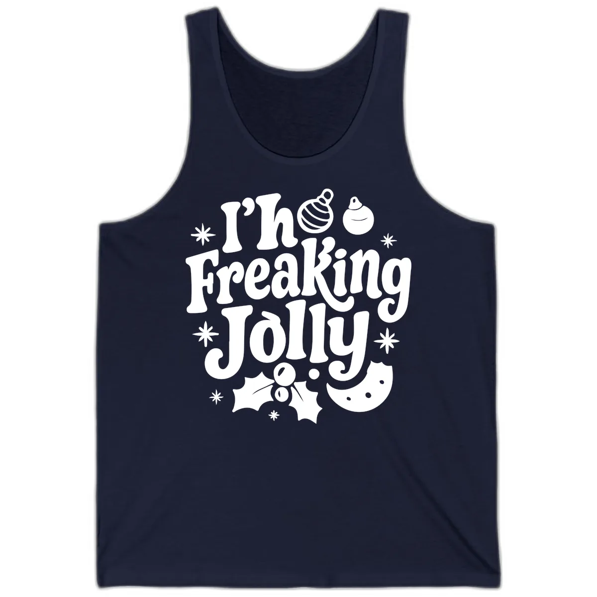 I'm Freaking Jolly Christmas Design Tank in Navy