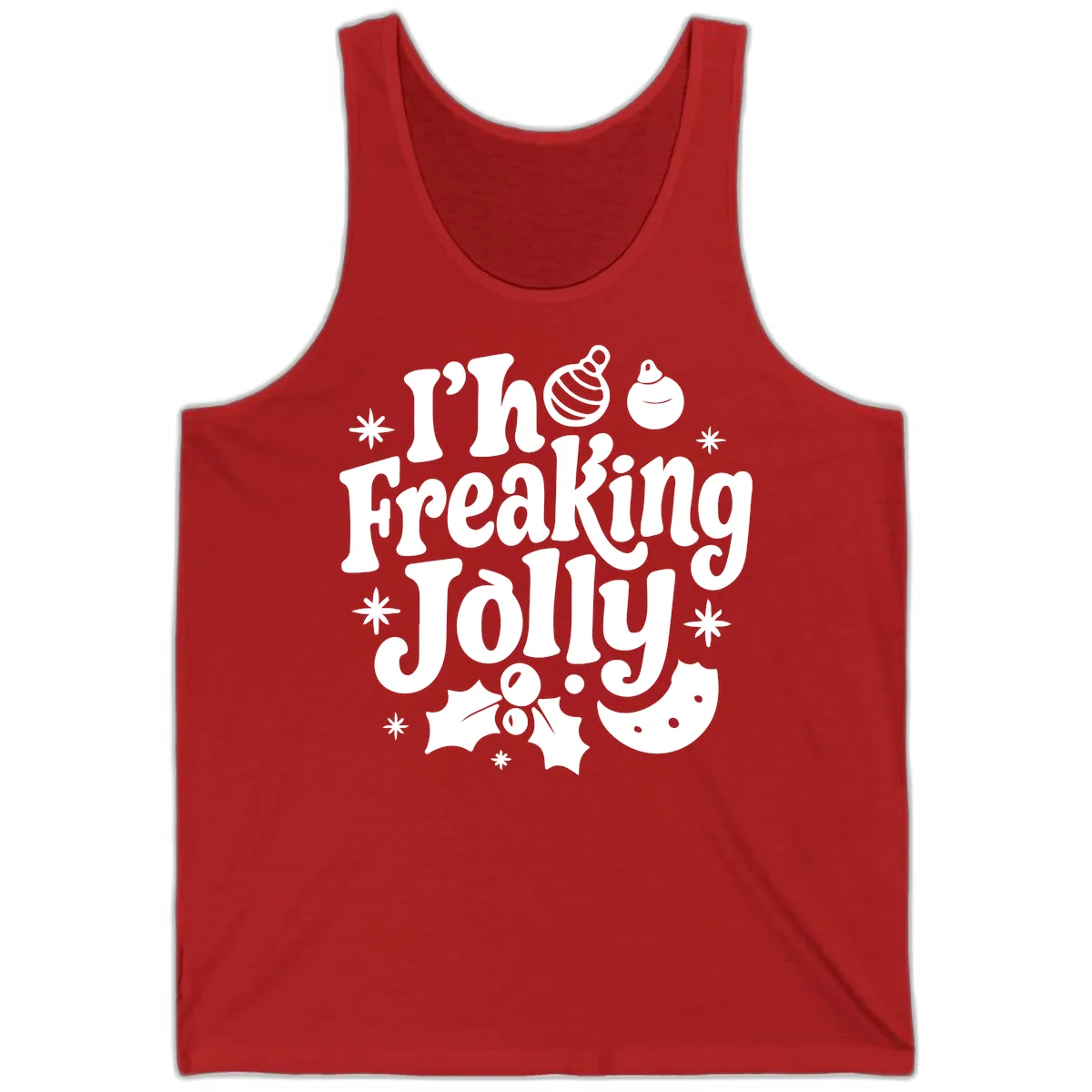 I'm Freaking Jolly Christmas Design Tank in Red