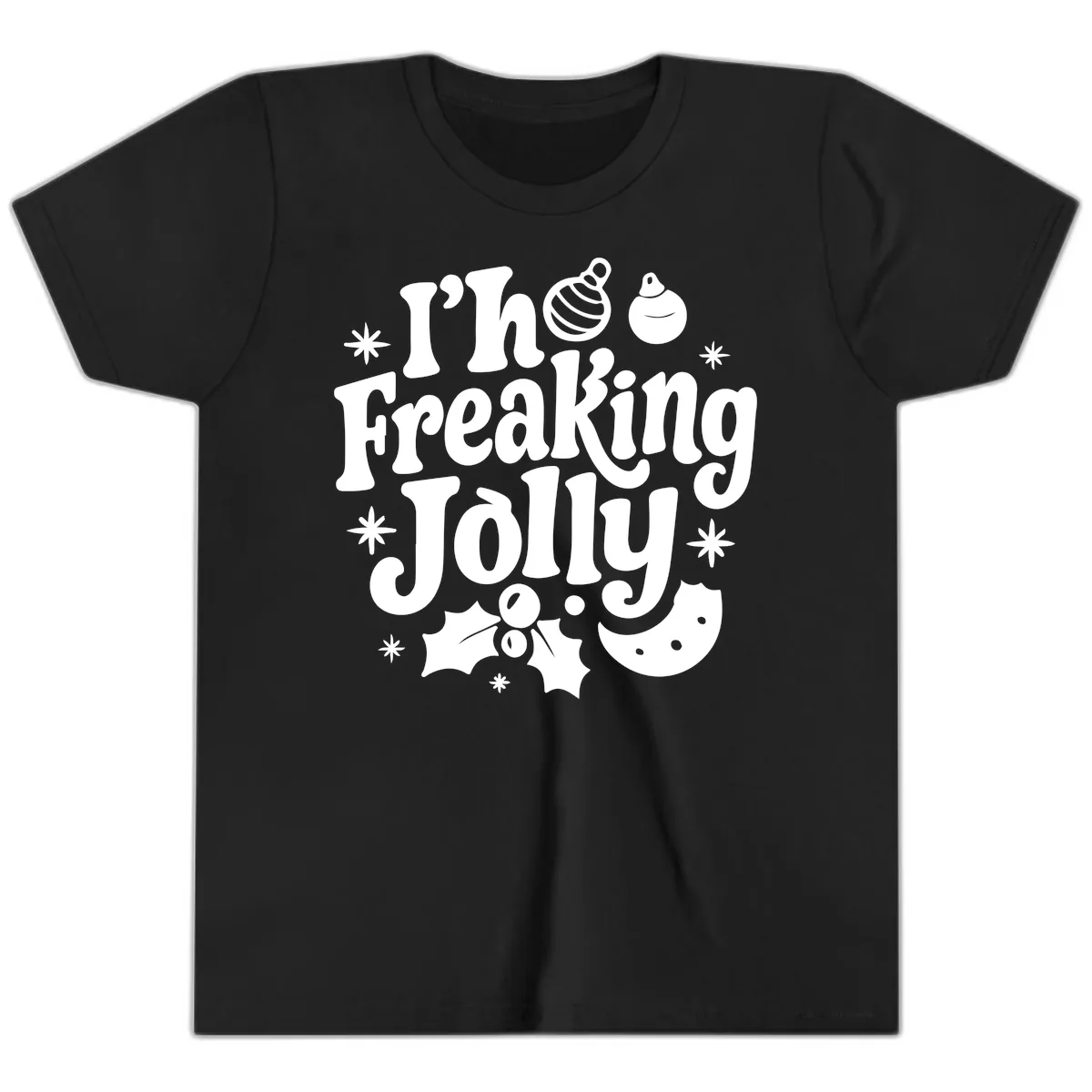 I'm Freaking Jolly Christmas Design Youth T-Shirt in Black
