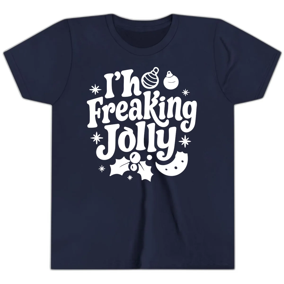 I'm Freaking Jolly Christmas Design Youth T-Shirt in Navy