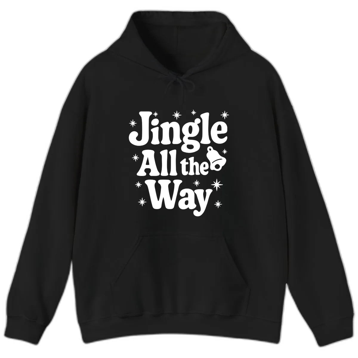 Jingle All The Way Retro Christmas Design Hoodie in Black