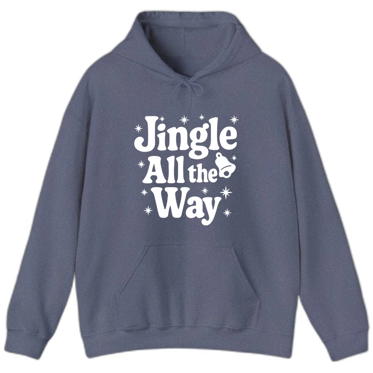 Jingle All The Way Retro Christmas Design Hoodie in Heather Navy