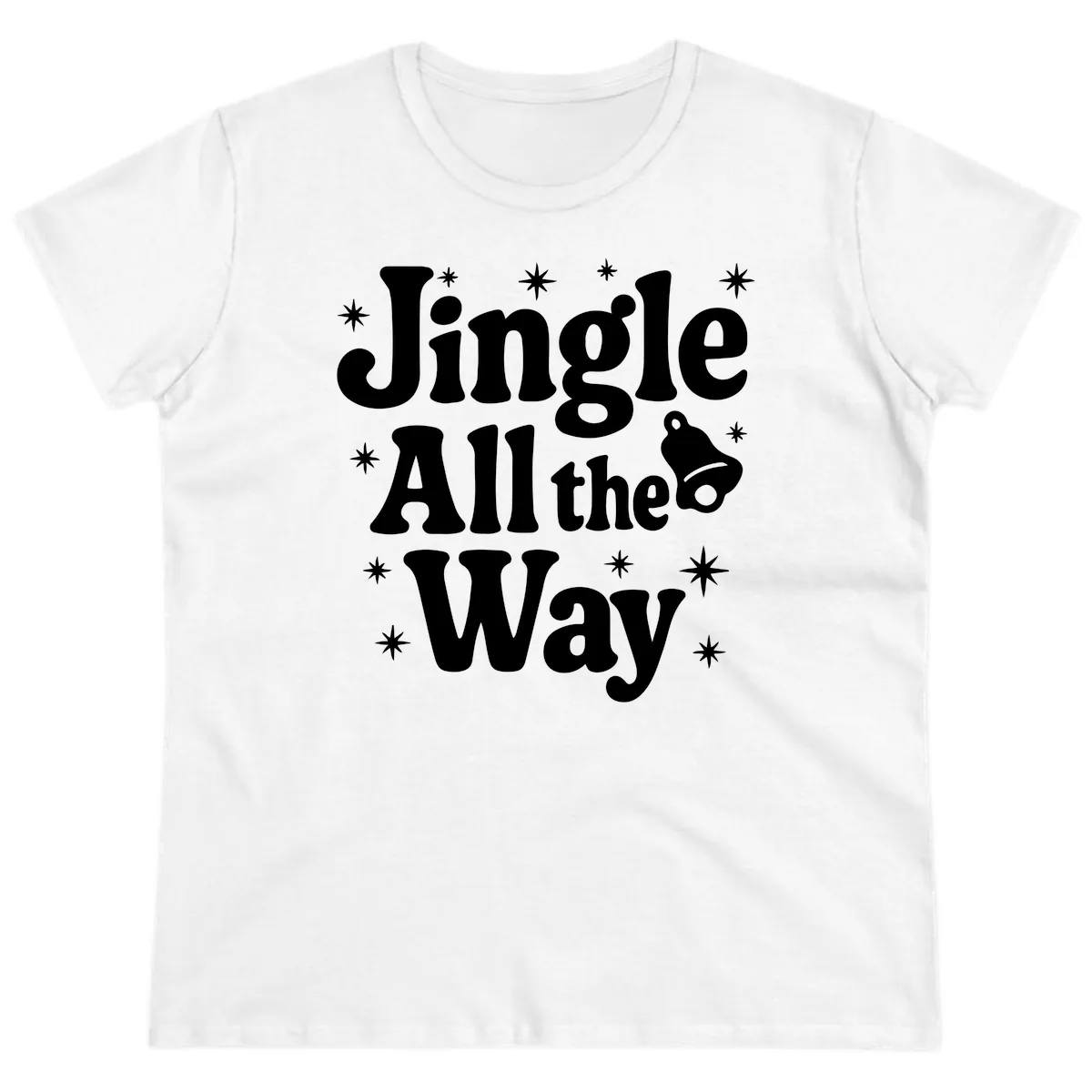 Jingle All The Way Retro Christmas Design Ladies Tee in White