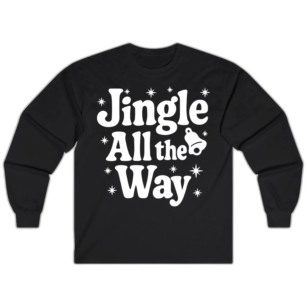 Jingle All The Way Retro Christmas Design Long Sleeve in Black