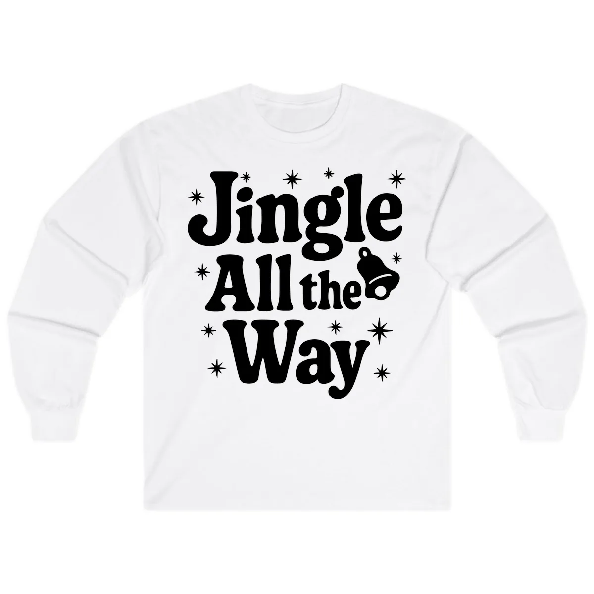 Jingle All The Way Retro Christmas Design Long Sleeve in White