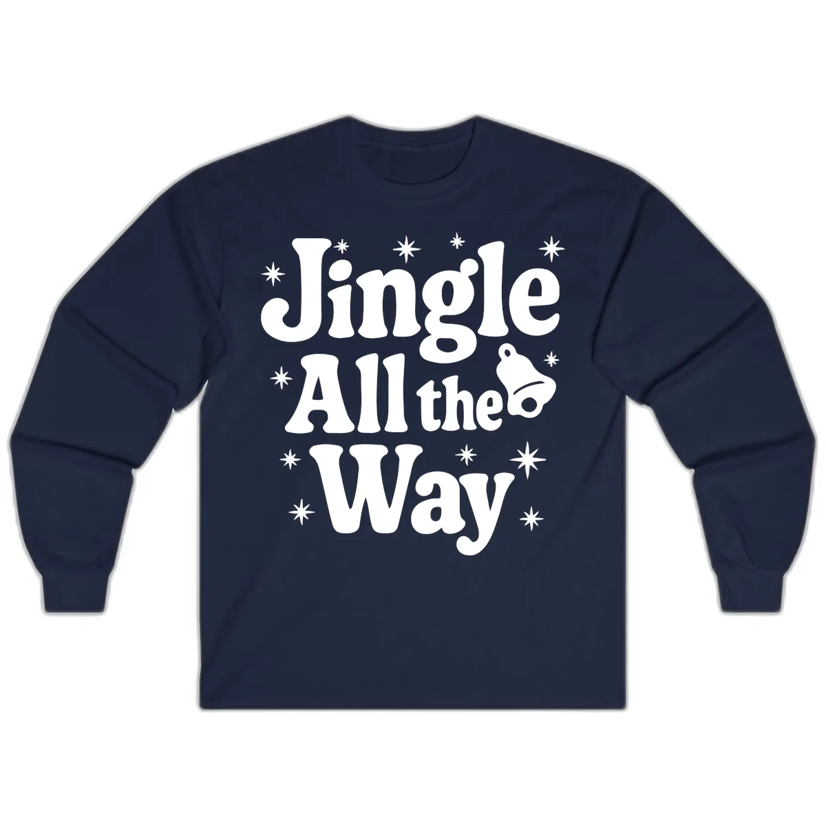 Jingle All The Way Retro Christmas Design Long Sleeve in Navy