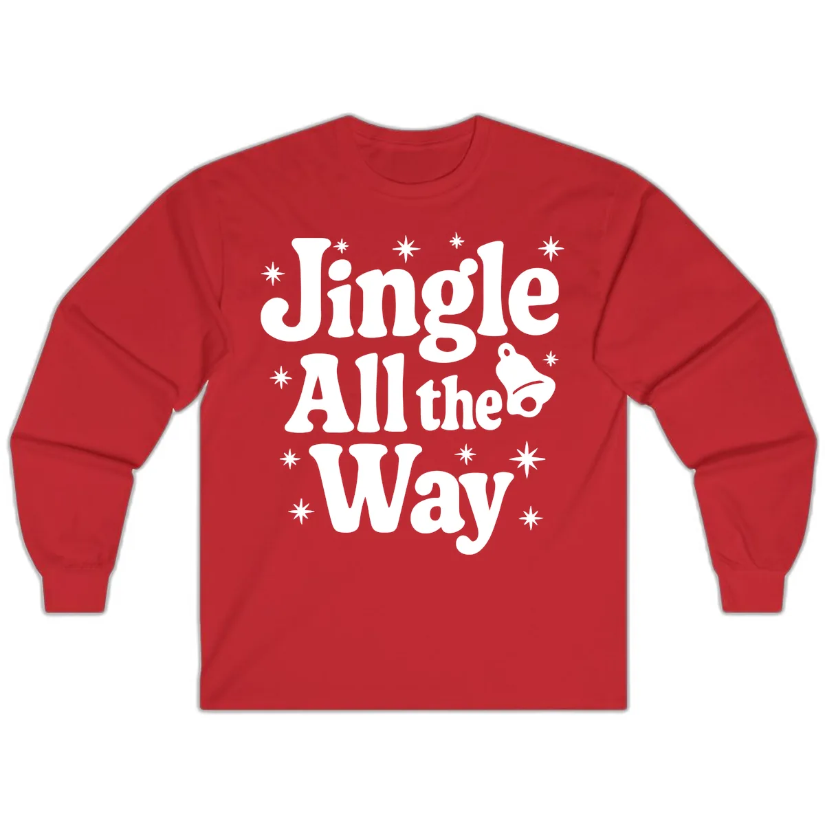 Jingle All The Way Retro Christmas Design Long Sleeve in Red
