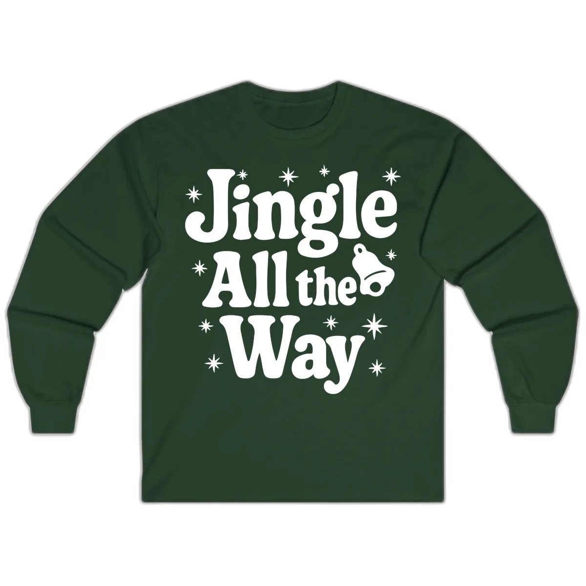 Jingle All The Way Retro Christmas Design Long Sleeve in Forest Green