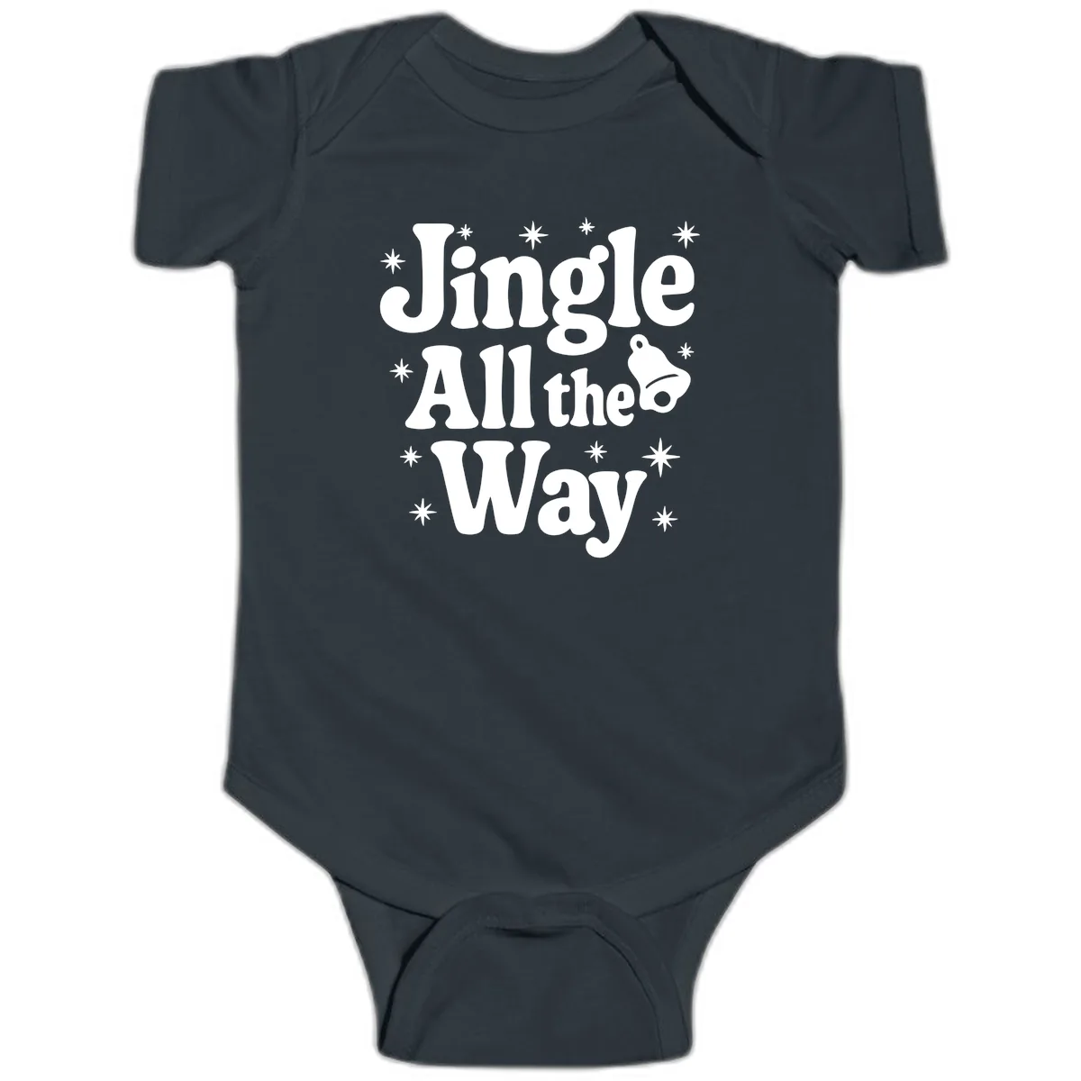 Jingle All The Way Retro Christmas Design Baby Onesie in Black