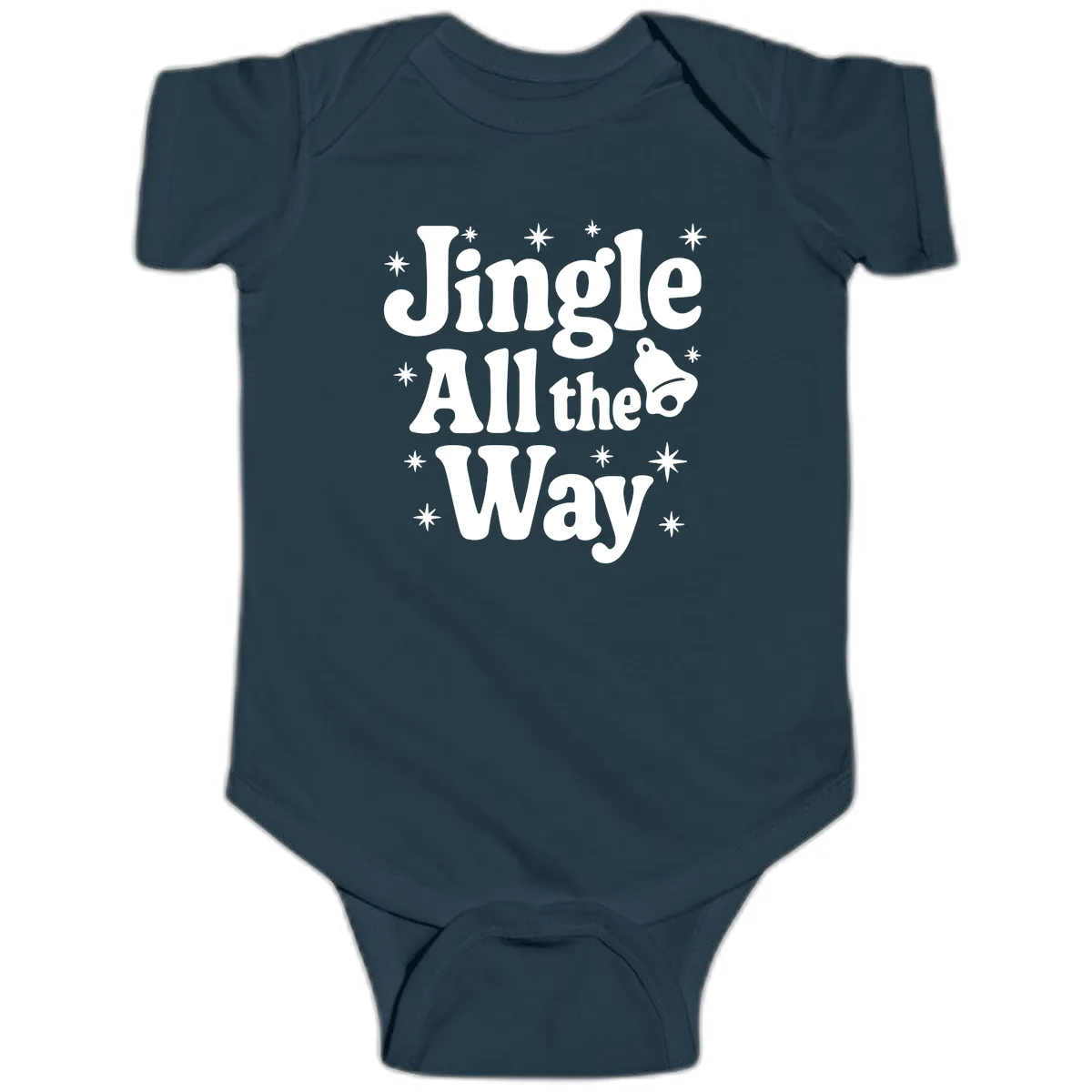 Jingle All The Way Retro Christmas Design Baby Onesie in Navy