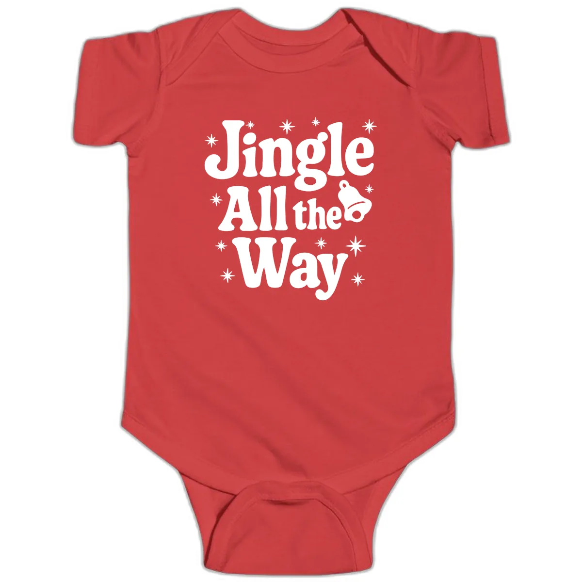 Jingle All The Way Retro Christmas Design Baby Onesie in Red