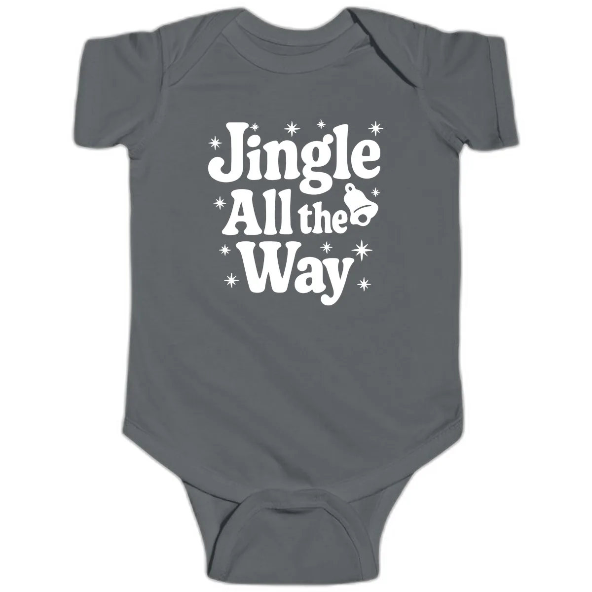 Jingle All The Way Retro Christmas Design Baby Onesie in Charcoal