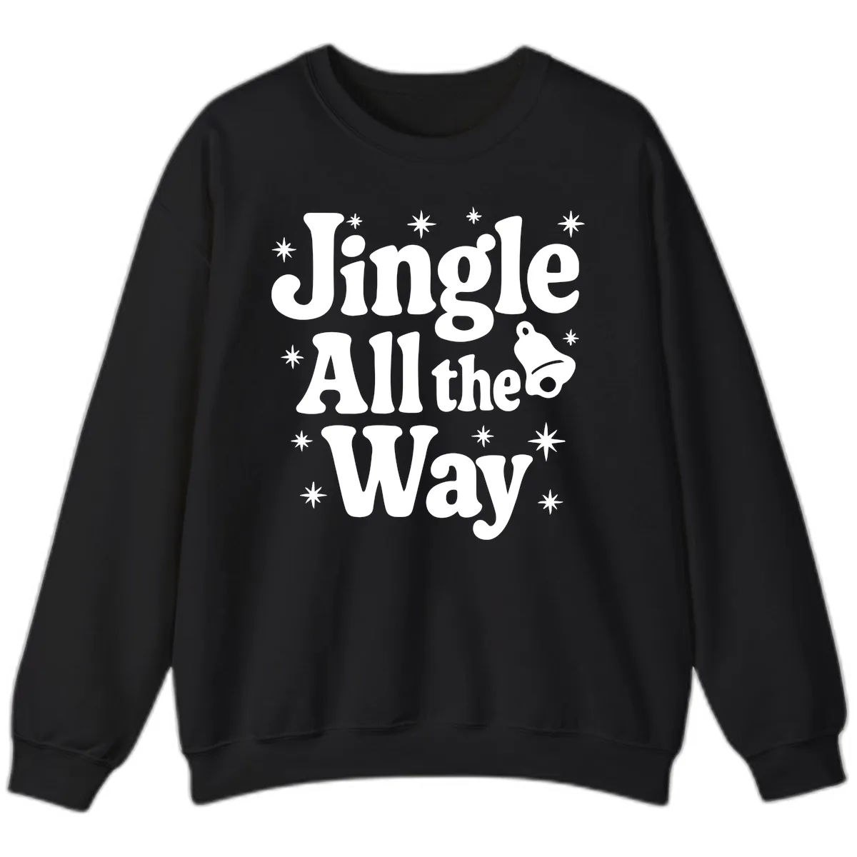 Jingle All The Way Retro Christmas Design Sweatshirt in Black