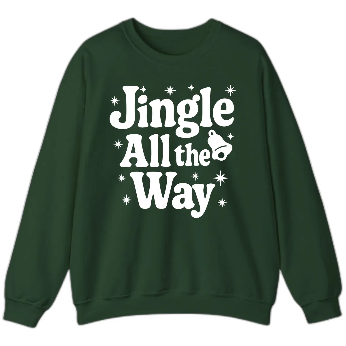 Jingle All The Way Retro Christmas Design Sweatshirt in Forest Green