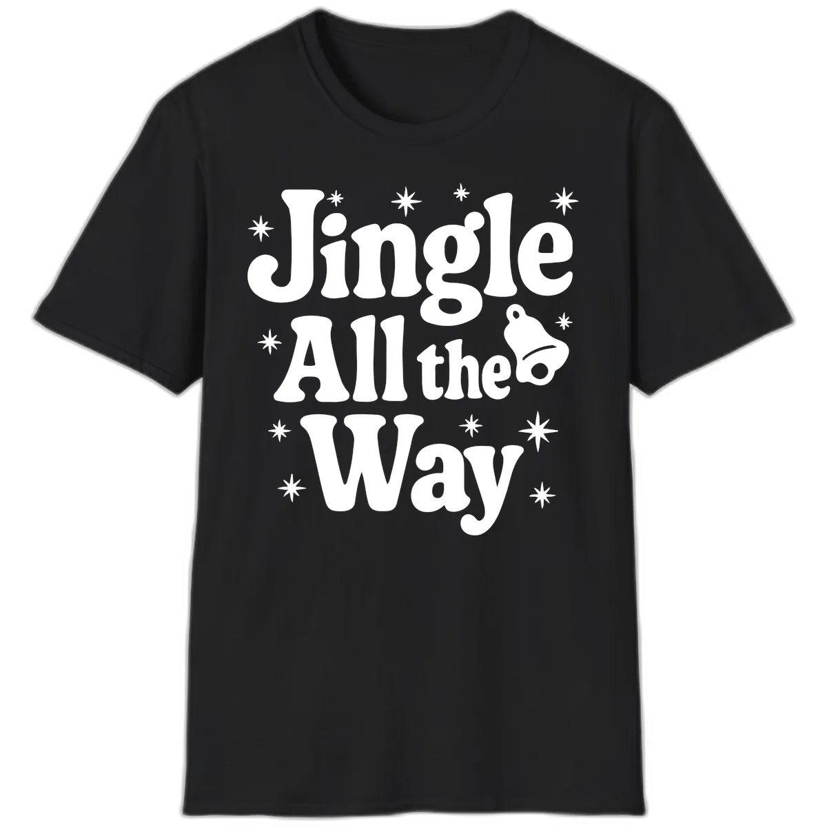 Jingle All The Way Retro Christmas Design T-Shirt in Black