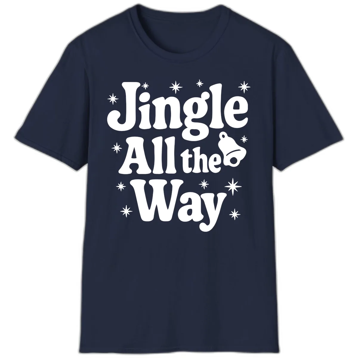 Jingle All The Way Retro Christmas Design T-Shirt in Navy