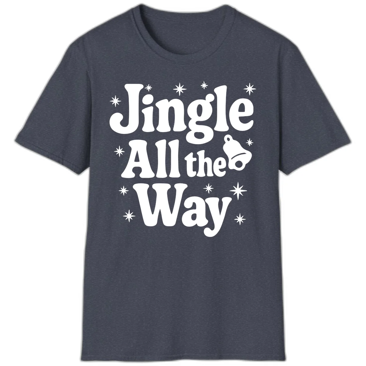 Jingle All The Way Retro Christmas Design T-Shirt in Heather Navy