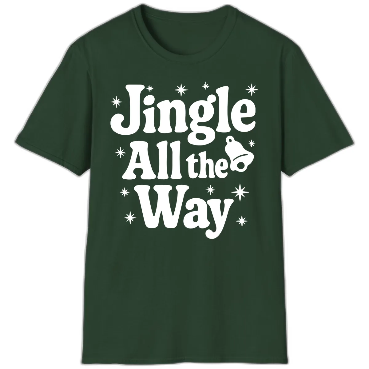 Jingle All The Way Retro Christmas Design T-Shirt in Forest Green