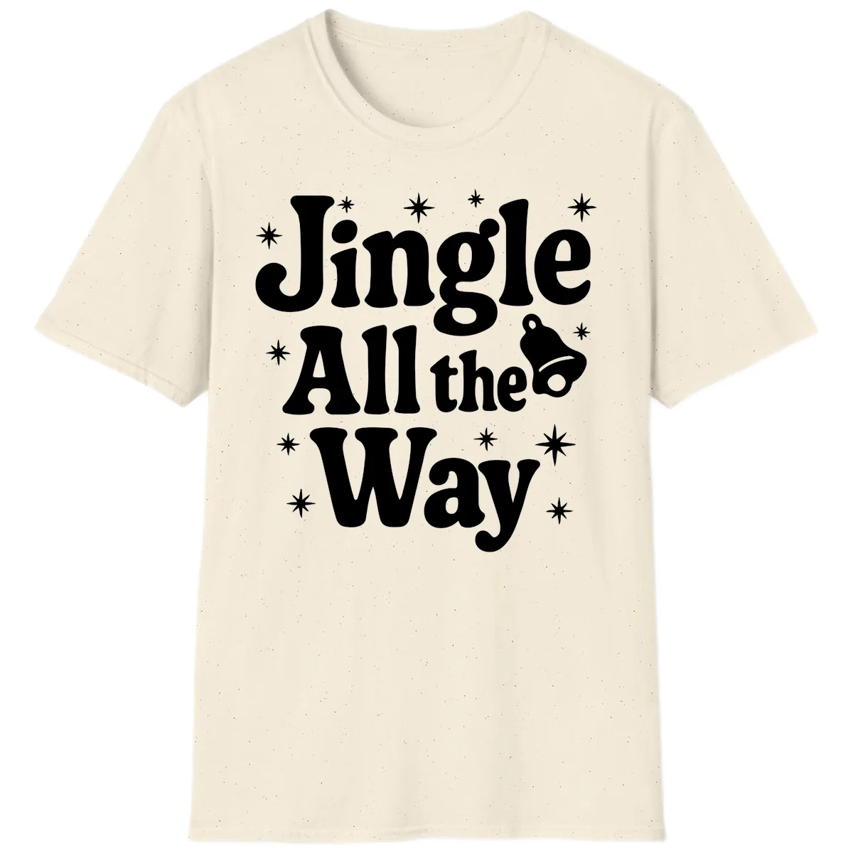 Jingle All The Way Retro Christmas Design T-Shirt in Natural