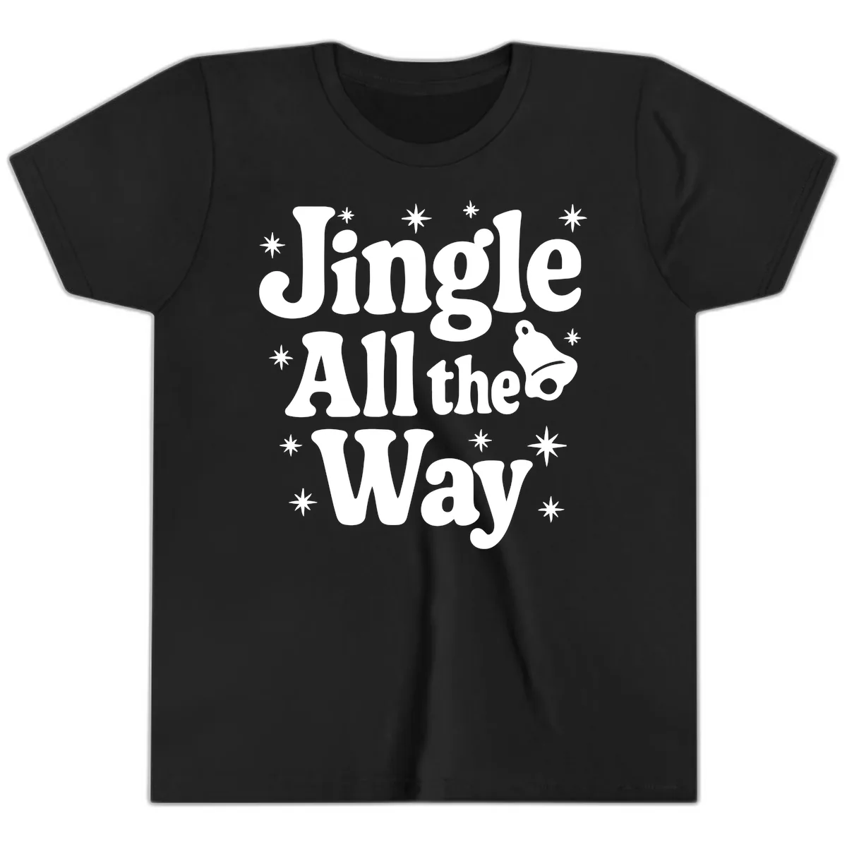 Jingle All The Way Retro Christmas Design Youth T-Shirt in Black